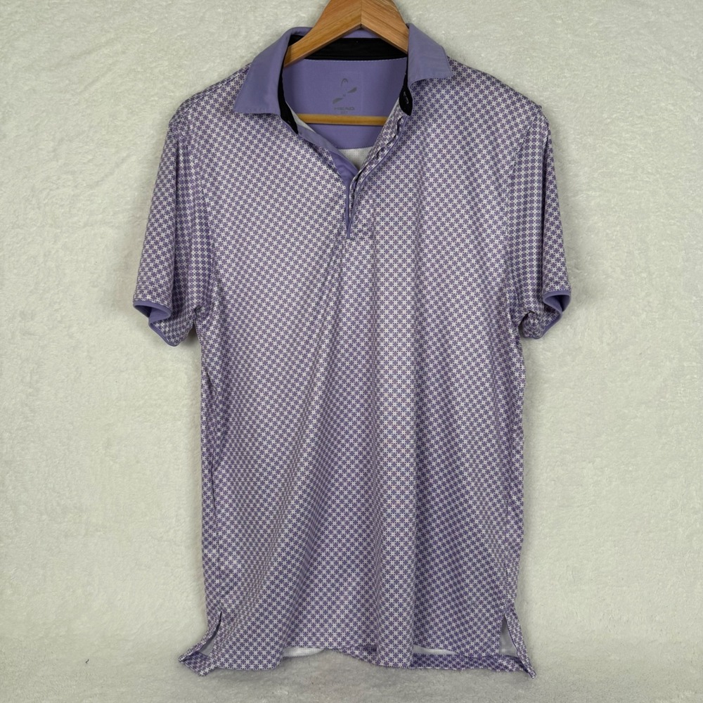 Head Golf Polo Shirt Mens Medium Purple Geometric Performance Short Sleeve